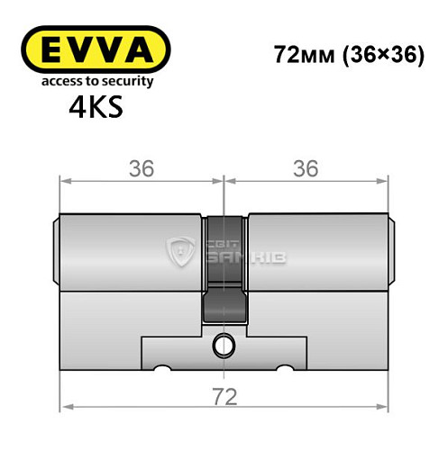Цилиндр EVVA 4KS 72 (36*36) никель сатин 3 ключа - Фото №4