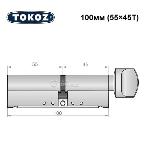 Цилиндр TOKOZ Pro300 100T (55*45T) никель матовый - Фото №5