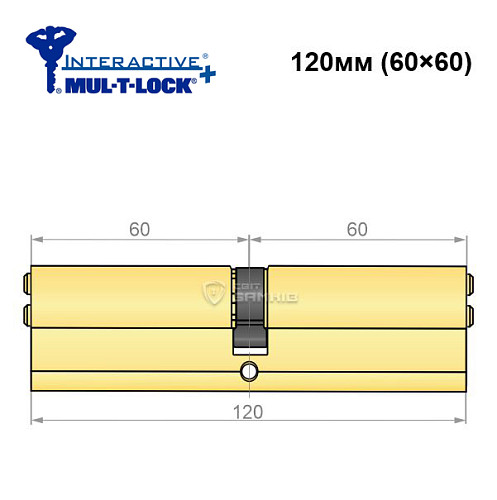 Циліндр MUL-T-LOCK MTL600/Interactive+ 120 (60*60) латунь - Фото №5