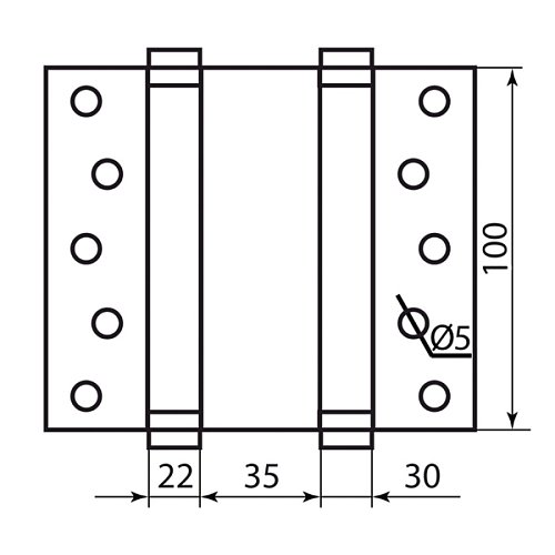 Петля барная RDA 122*30*35 мм - никель - Фото №2