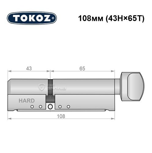 Циліндр TOKOZ Pro400 108T (43H*65T) (H - гартована сторона) нікель матовий - Фото №8