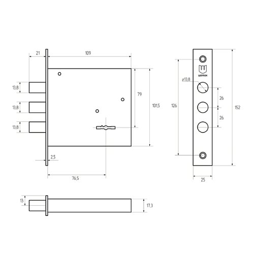 Механізм замка SHERLOCK 04.02 (BS79мм) 5 ключів - Фото №5