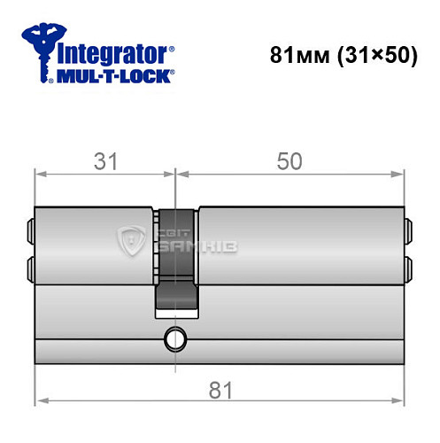 Цилиндр MUL-T-LOCK Integrator 81 (31*50) никель сатин - Фото №5