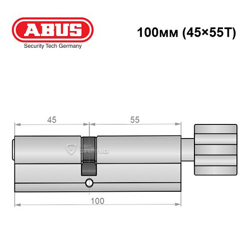 Циліндр ABUS S60P 100T (45*55T) нікель - Фото №7