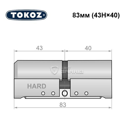 Циліндр TOKOZ Pro400 83 (43H*40) (H - гартована сторона) нікель матовий - Фото №5
