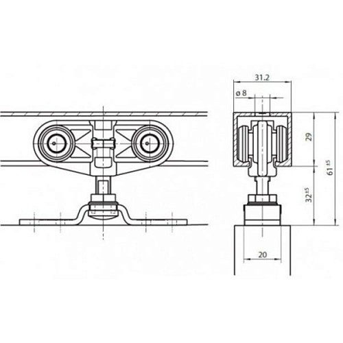 Розсувна система GEZE Rollan 80 довжина 1,65 м на 1 полотно вагою до 80 кг - Фото №6
