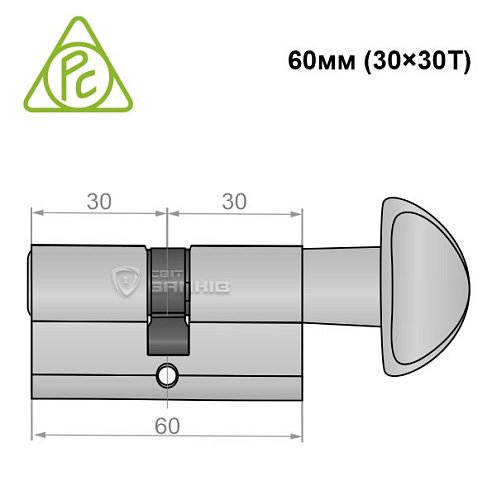 Цилиндр CORTELLEZZI PRIMO 117F 60T (30*30T) хром матовый - Фото №2