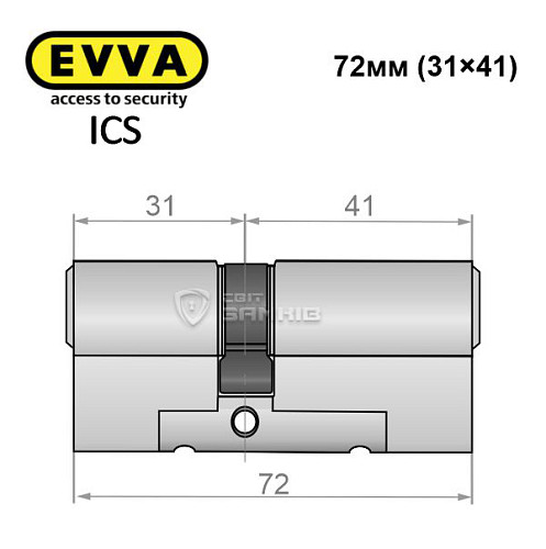 Цилиндр EVVA ICS 72 (31*41) никель сатин - Фото №6