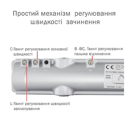 Дотягувач ABLOY DC240 RP BC EN2-6 без тяги до 120кг FIRE Чорний - Фото №7