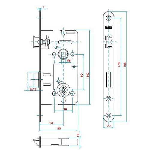 Механизм замка LOB Z-65B (BS50*60мм) цинк - Фото №2