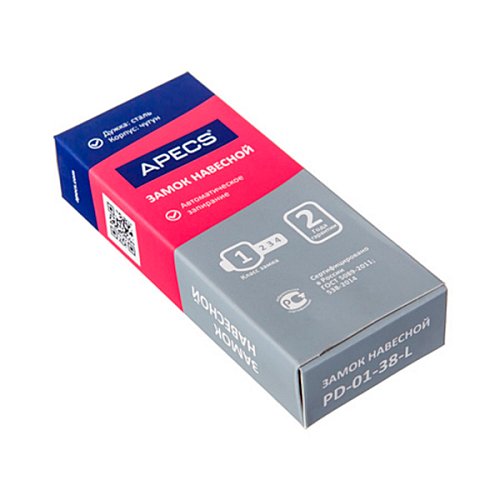 Замок навісний APECS PD-01-L-38 (3 ключа) - Фото №2