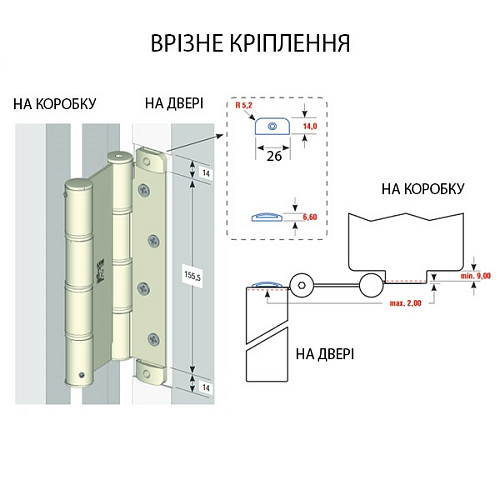 Завіс барний ALDEGHI LUIGI 87AC155-40 155 мм AC хром - Фото №7