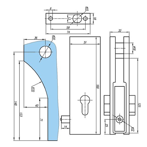 Замок накладной GLASS-M-TECH EK-М50 для барных стеклянных дверей сатин - Фото №2