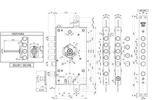 Механизм замка MOTTURA 3D.771D8000 (BS66*85мм) R правый - Фото №4