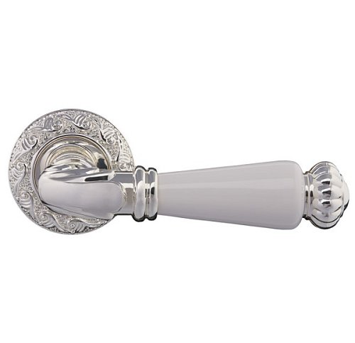 Ручки на розеті GAVROCHE Neodium Nd-Z20 BS/W яскраве срібло/біла емаль - Фото №2