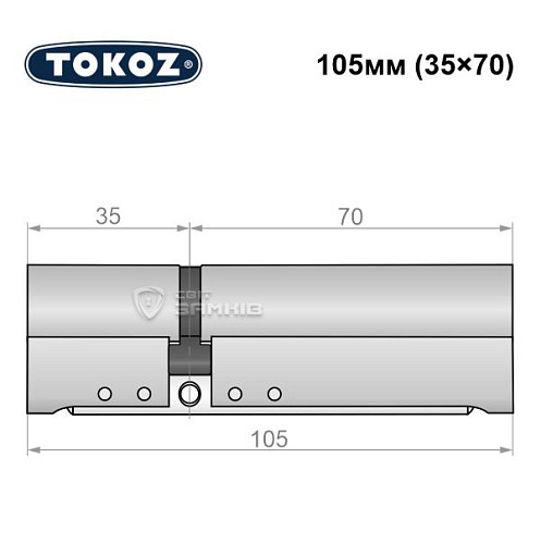 Цилиндр TOKOZ Pro300 105 (35*70) никель матовый - Фото №5