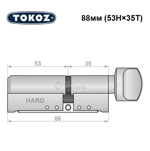 Циліндр TOKOZ Pro400 88T (53H*35T) (H - гартована сторона) нікель матовий - Фото №5