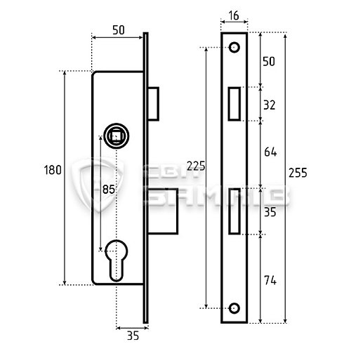 Механизм замка STUBLINA с язычком (BS35*85мм) - Фото №2