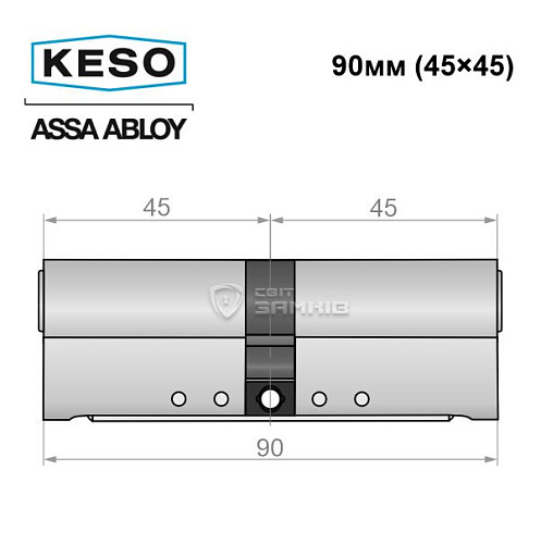 Циліндр KESO 8000 90 (45*45) нікель сатин 3 ключа - Фото №8
