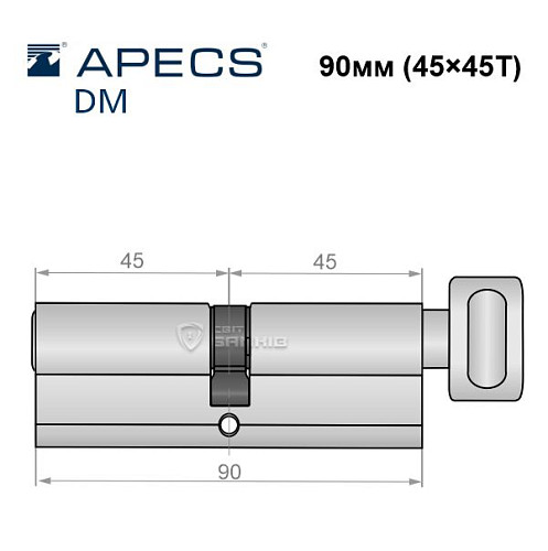 Цилиндр AVERS DM 90Т (45*45Т) хром полированный - Фото №5