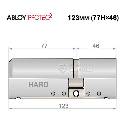 Циліндр ABLOY Protec2 123 (77H*46) (H - гартована сторона) хром полірований - Фото №4