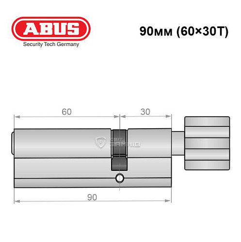 Циліндр ABUS S60P 90T (60*30T) нікель - Фото №7