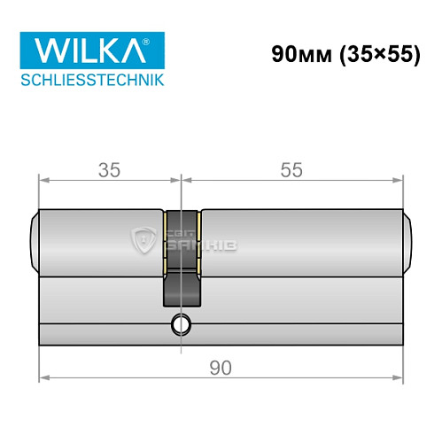 Циліндр WILKA 1400 A 90 (35*55) нікель - Фото №7