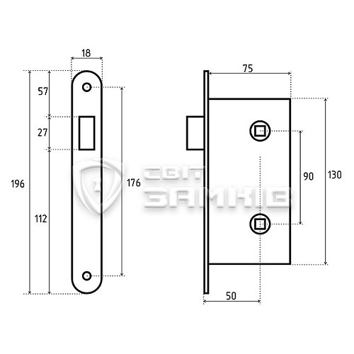 Механізм замка AGB Centro WC (BS50*90мм) хром - Фото №5