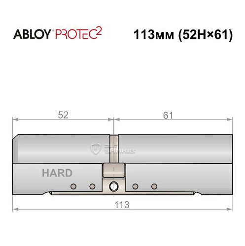 Цилиндр ABLOY Protec2 113 (52H*61) (H - закаленная сторона) хром полированный - Фото №4