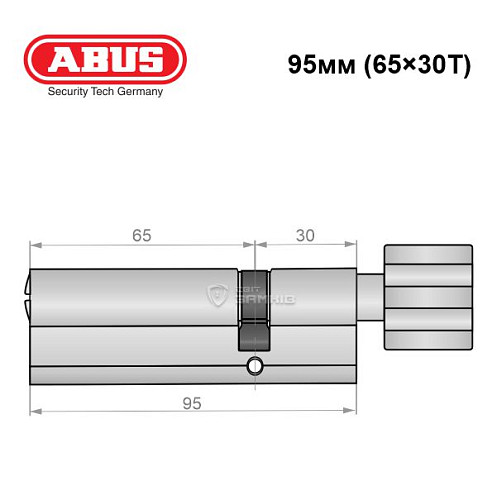 Циліндр ABUS X12R 95T (65*30T) нікель сатин - Фото №6