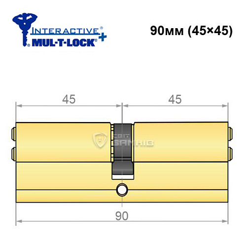 Цилиндр MUL-T-LOCK MTL600/Interactive+ 90 (45*45) латунь - Фото №5