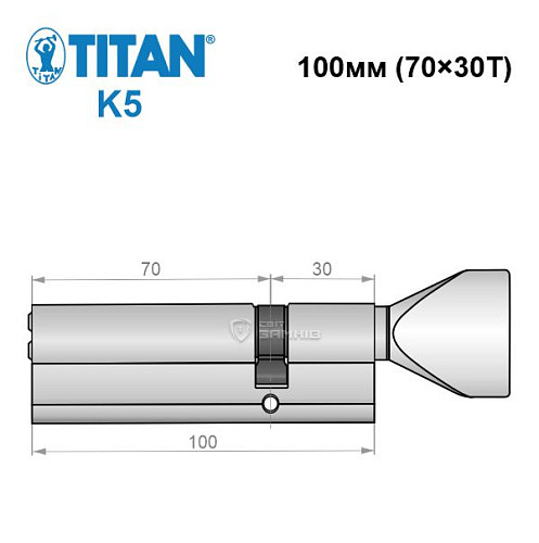 Циліндр TITAN K5 100T (70*30T) нікель сатин - Фото №5