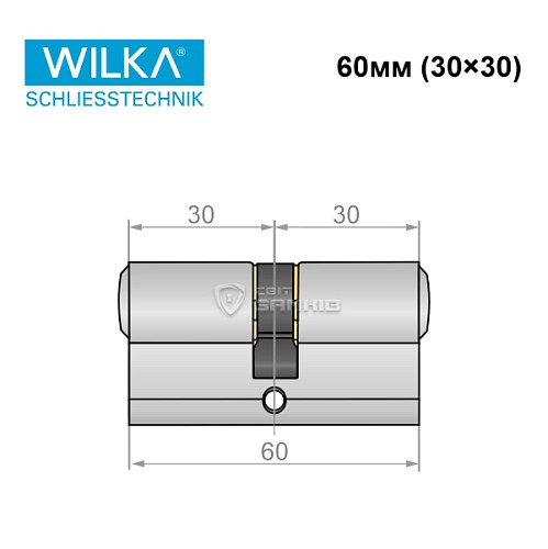 Циліндр WILKA 1400 A 60 (30*30) нікель - Фото №7