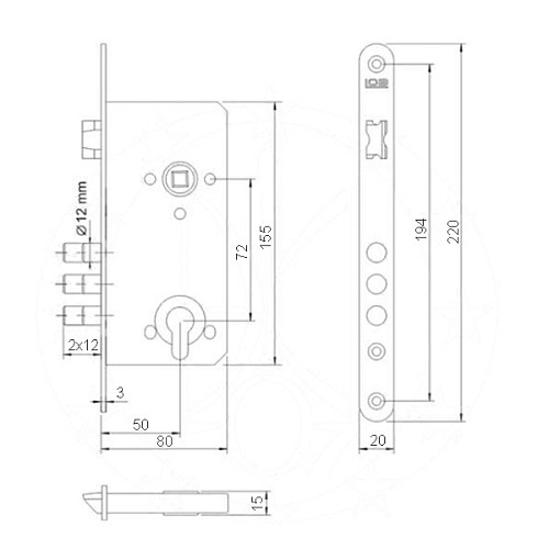 Механізм замка LOB ZT-75B (BS50*72мм) цинк - Фото №2