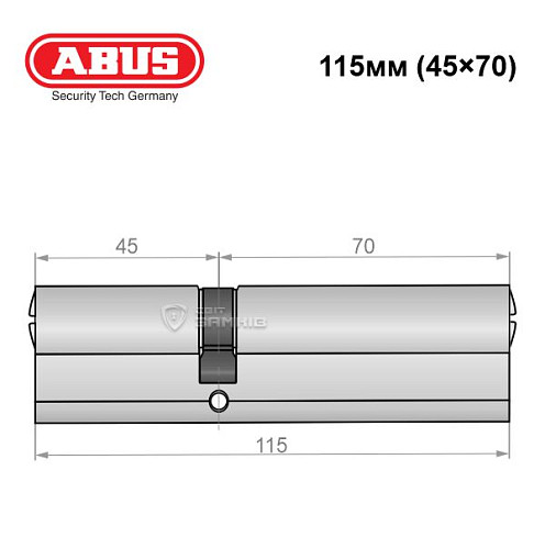 Цилиндр ABUS X12R 115 (45*70) никель сатин - Фото №5