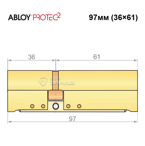 Цилиндр ABLOY Protec2 97 (36*61) латунь полированная - Фото №8