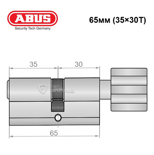 Циліндр ABUS Vitess 1000 65T (35*30T) нікель сатин - Фото №7