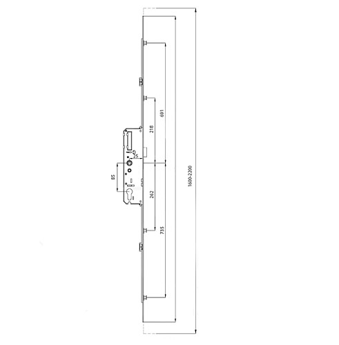 Механізм замка REZE заскочка 25*85 мм рейка 1600-2200 мм з ригелем - Фото №3