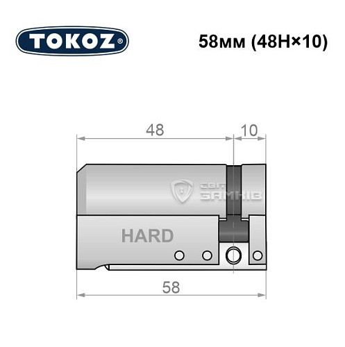 Циліндр половинка TOKOZ Pro400 58 (48H*10) (H - гартована сторона) нікель матовий - Фото №5