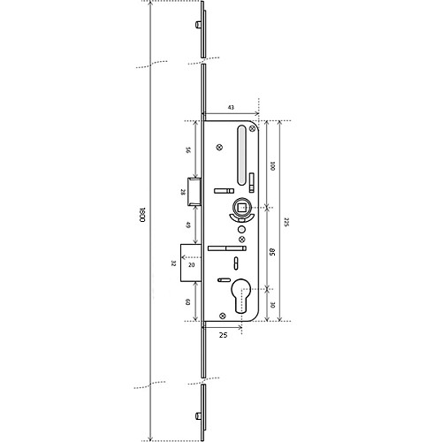Механізм замка AKPEN Delux заскочка 25*85 мм рейка 1800 мм з ригелем - Фото №4