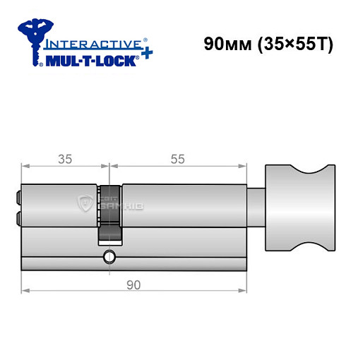Циліндр MUL-T-LOCK MTL600/Interactive+ 90T (35*55T) нікель сатин - Фото №6
