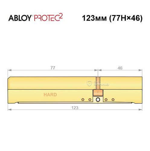 Циліндр ABLOY Protec2 123 (77H*46) (H - гартована сторона) латунь полірована - Фото №6