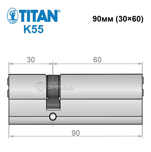 Цилиндр TITAN K55 90 (30*60) никель сатин - Фото №5