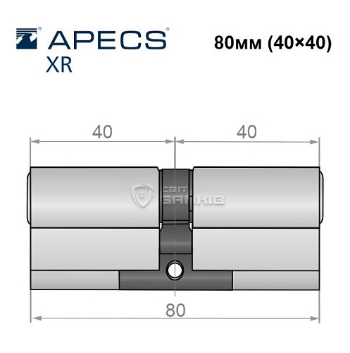 Циліндр APECS XR 80 (40*40) нікель сатин - Фото №4