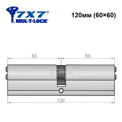 Цилиндр MUL-T-LOCK 7x7 120 (60*60) никель сатин - Фото №4