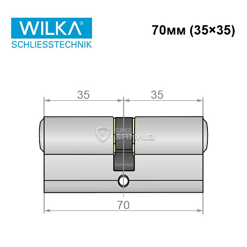 Цилиндр WILKA 1400 K423 70 (35*35) никель - Фото №7