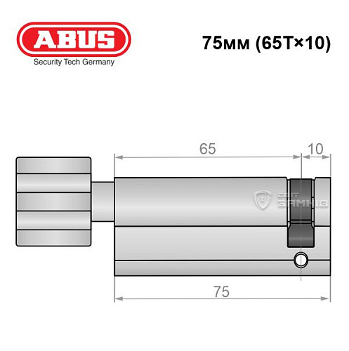 Цилиндр половинка ABUS X12R 75T (65T*10) никель сатин - Фото №2