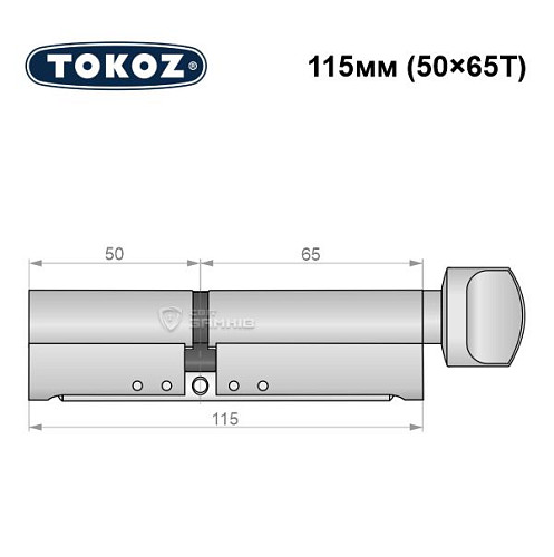 Циліндр TOKOZ Pro300 115T (50*65T) нікель матовий - Фото №6