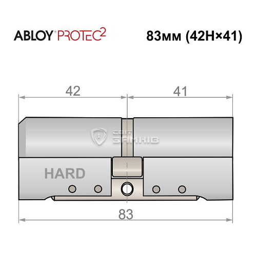Циліндр ABLOY Protec2 83 (42H*41) (H - гартована сторона) хром полірований - Фото №4