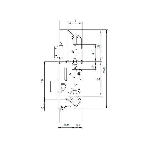 Механизм замка FUHR 855GL бочка 35 мм рейка 2170 мм  - Фото №6